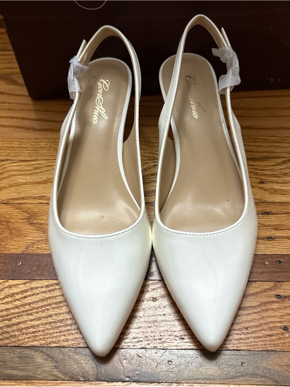 White Pointed Slingback Flats